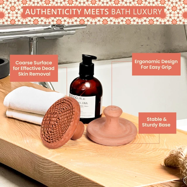 Alt view image 4 of 7 - Natural Terracotta Pumice Stone for Feet Handcrafted Foot Scrubber & Callus Remover with Gentle Exfoliation and Ergonomic Design for Smooth, Soft & Refreshed Feet for a Spa-Like Pedicure