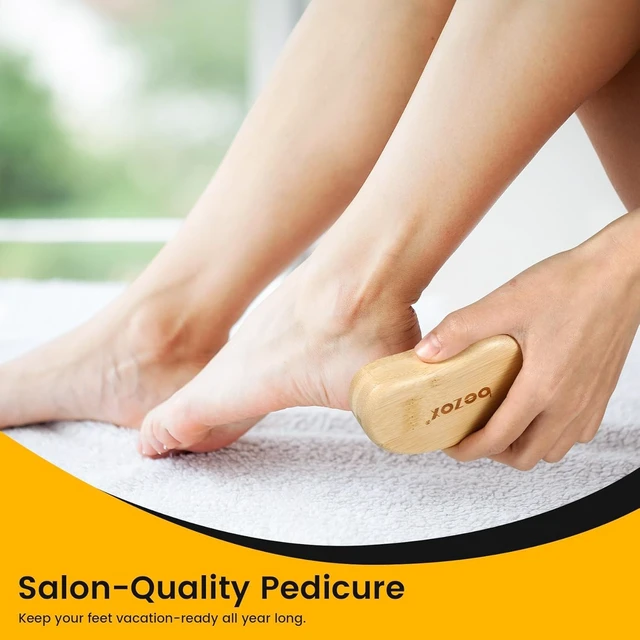 Alt view image 2 of 7 - Nano-Glass Pumice Stone for Feet Dead Skin, Eco-Friendly Pedicure Foot File Callus Remover - Bamboo Handle