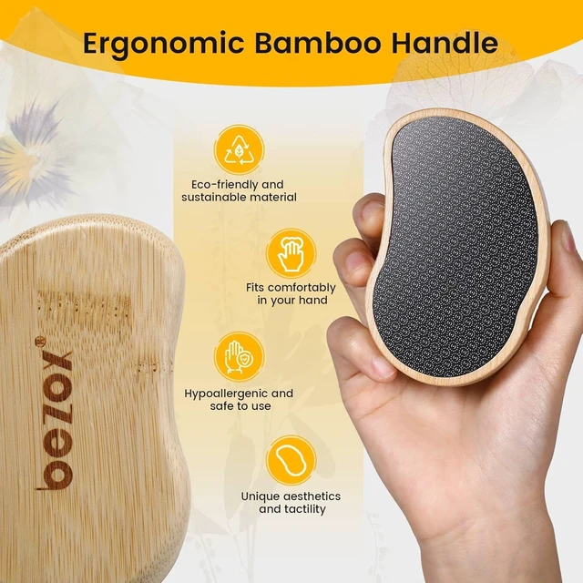 Alt view image 4 of 7 - Nano-Glass Pumice Stone for Feet Dead Skin, Eco-Friendly Pedicure Foot File Callus Remover - Bamboo Handle