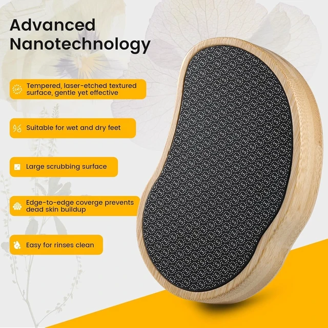 Alt view image 5 of 7 - Nano-Glass Pumice Stone for Feet Dead Skin, Eco-Friendly Pedicure Foot File Callus Remover - Bamboo Handle