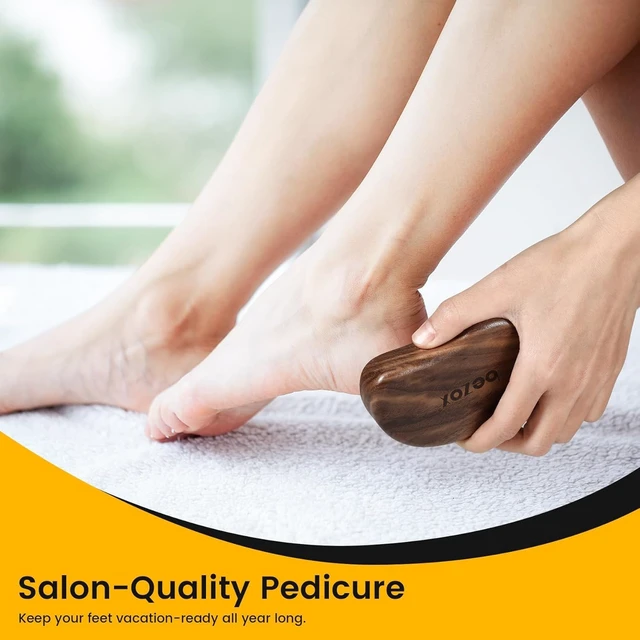 Alt view image 2 of 7 - Glass Foot File - Nano-Glass Pumice Stone Foot Scrubber, Heel File Callus Remover for Silky Smooth Feet, Portable Pedicure Tool for Summer & Vacation - Walnut Wood Handled