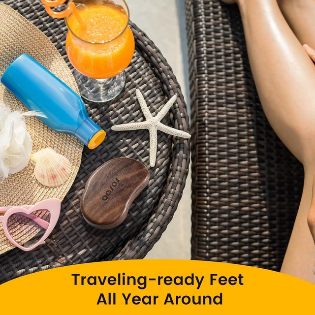 Alt view image 7 of 7 - Glass Foot File - Nano-Glass Pumice Stone Foot Scrubber, Heel File Callus Remover for Silky Smooth Feet, Portable Pedicure Tool for Summer & Vacation - Walnut Wood Handled