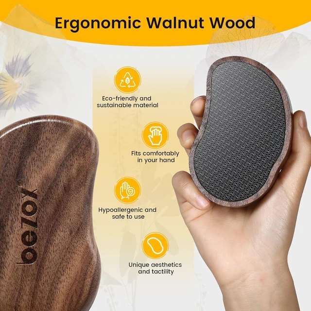 Alt view image 5 of 7 - Glass Foot File - Nano-Glass Pumice Stone Foot Scrubber, Heel File Callus Remover for Silky Smooth Feet, Portable Pedicure Tool for Summer & Vacation - Walnut Wood Handled