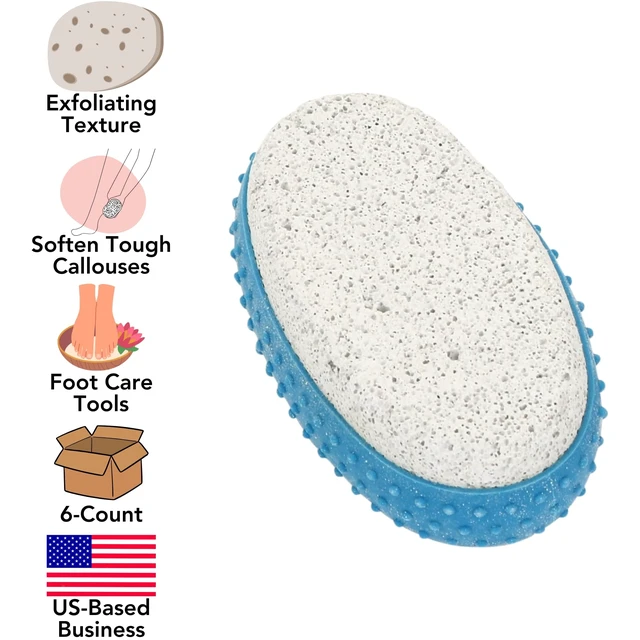 Alt view image 2 of 7 - 6-Pack Foot Pumice Stone Callus Remover Rubber Grip Blue