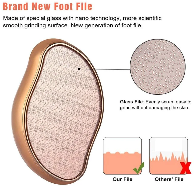 Alt view image 3 of 7 - Glass Foot File Callus Remover, Crystal Foot Scrubber Pedicure Tool | Portable Foot Scraper for Cracked Heel, Glass Pumice Stone for Wet and Dry Use - Shinning Golden