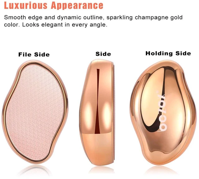 Alt view image 5 of 7 - Glass Foot File Callus Remover, Crystal Foot Scrubber Pedicure Tool | Portable Foot Scraper for Cracked Heel, Glass Pumice Stone for Wet and Dry Use - Shinning Golden
