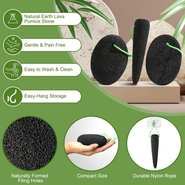 Alt view image 5 of 7 - Pumice Stone for Feet, 3 Pack Natural Earth Lava Foot Callus Remover | Pedicure Exfoliator Tools for Heels, Soles and Toe Gaps, Foot Scrubber for Dry & Dead Skin