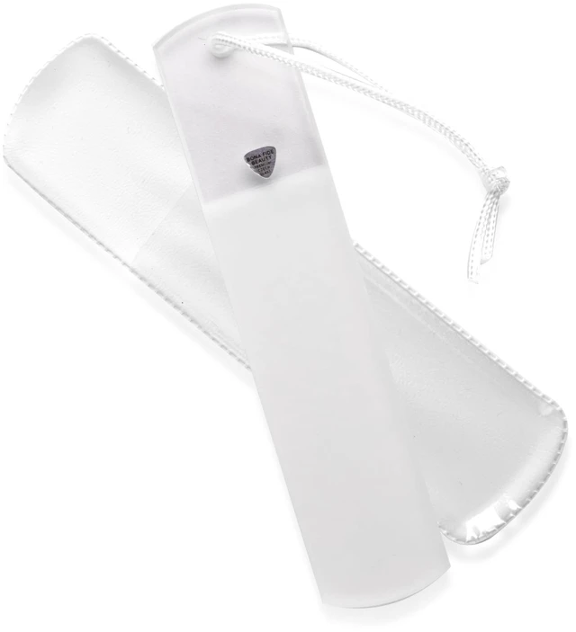Main image of Czech Glass Foot File with Protective Sleeve (Clear rasp) | Dual-sided grit foot file,gentle glass foot file removes dry skin, comes with cord and sleeve.