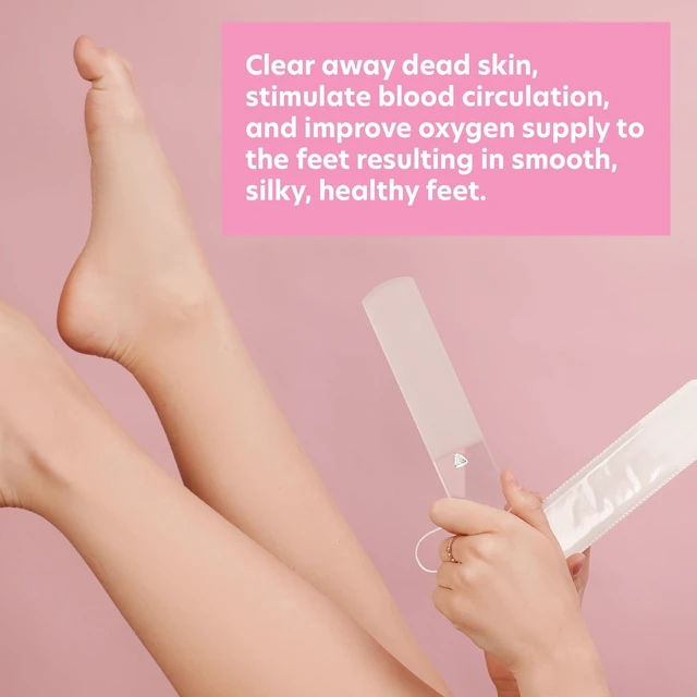 Alt view image 5 of 6 - Czech Glass Foot File with Protective Sleeve (Clear rasp) | Dual-sided grit foot file,gentle glass foot file removes dry skin, comes with cord and sleeve.