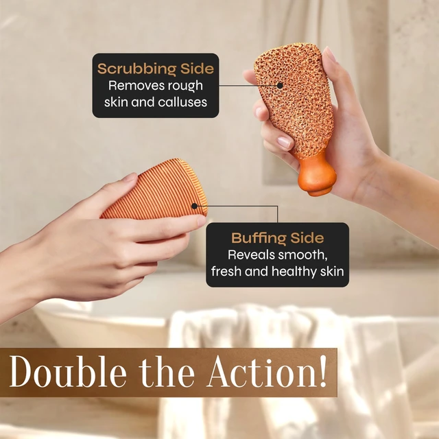 Alt view image 3 of 7 - Pumice Stone for Feet Callus Remover - Terra-Cotta Foot Scrubber with 2 Sides, 100% Pure Natural Foot Pumice Stone, Pedicure Pumice Stone Scrubber, Foot Exfoliator, Removes Calluses & Dead Skin
