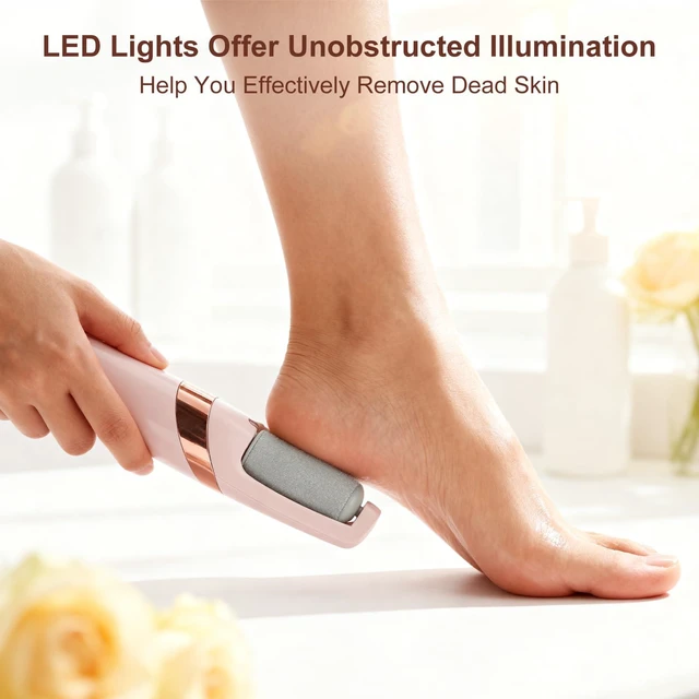 Alt view image 4 of 7 - Electric Callus Remover for Feet, Foot Callus Remover, Replaceable Head | 2-Speed adjustable,Portable,LED Llight&Washable Coarse/Fine Grinding Heads for Dead Skin Callus Removal and Foot Care