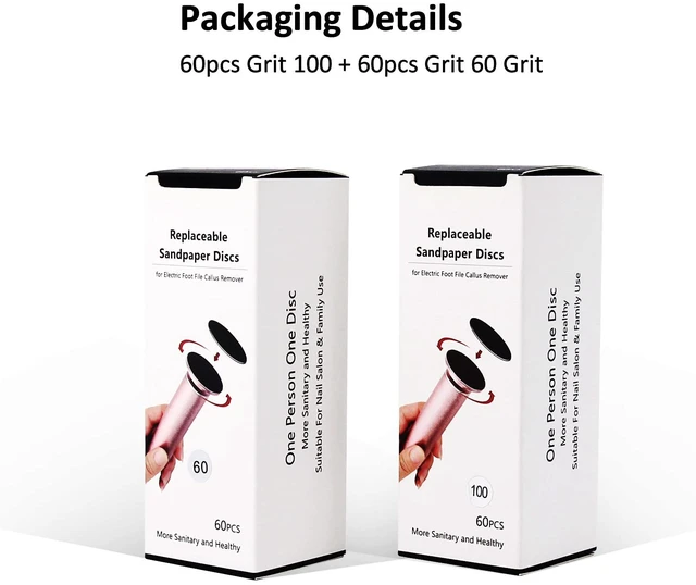Alt view image 6 of 7 - 120pcs Replaceable Sandpaper Refill Discs for Electric Foot File Callus Remover Dead Skin Removal (60pcs Rough 60 Grit, 60pcs Smooth 100 Grit)