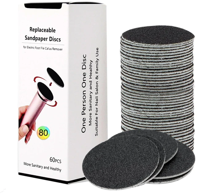 Main image of 60pcs Replaceable Sandpaper Refill Discs 80 Grit for Electric Foot File Callus Remover Hard Dry Dead Skin Removal (Coarse 80 Grit)