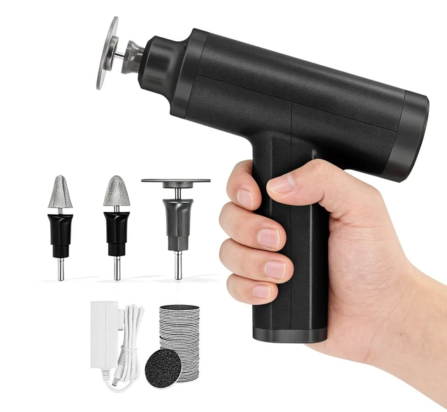 Main image of Upgraded Electric Callus Remover 4500rpm Professional Foot Sander, Black | 10 Adjustable Speeds, 3 Interchangeable Grinding Heads, Remove Hard Dead Skin Stubborn Calluses