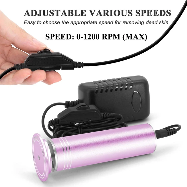 Alt view image 3 of 7 - Upgraded Electric Callus Remover for Feet 1200RPM Adjustable Speed Professional Electric Foot File Foot Sander Pedicure Tools for Women Men Hard Cracked Dead Skin, 60 Sandpaper Discs, Pink