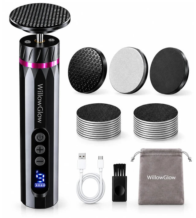 Main image of Electric Foot Callus Remover with Reusable Nano Glass Heads | 9-Speed Cordless Foot File with 15,000 RPM Motor, Aluminum Body & Sandpaper Discs