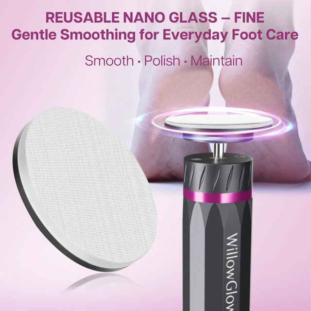 Alt view image 3 of 7 - Electric Foot Callus Remover with Reusable Nano Glass Heads | 9-Speed Cordless Foot File with 15,000 RPM Motor, Aluminum Body & Sandpaper Discs