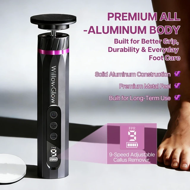 Alt view image 7 of 7 - Electric Foot Callus Remover with Reusable Nano Glass Heads | 9-Speed Cordless Foot File with 15,000 RPM Motor, Aluminum Body & Sandpaper Discs