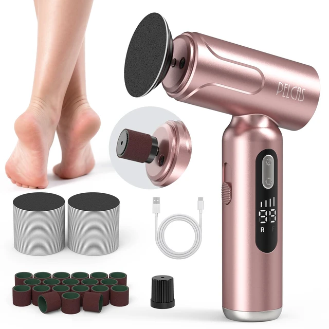 Main image of Electric Foot Callus Remover, Pedicure Tool for Feet with LED Screen | 2 in 1 Manicure & Pedicure Kit for Foot Callus, Thick Nails, 100 PCS Sandpapers Electric Foot File for Women & Men, Pink