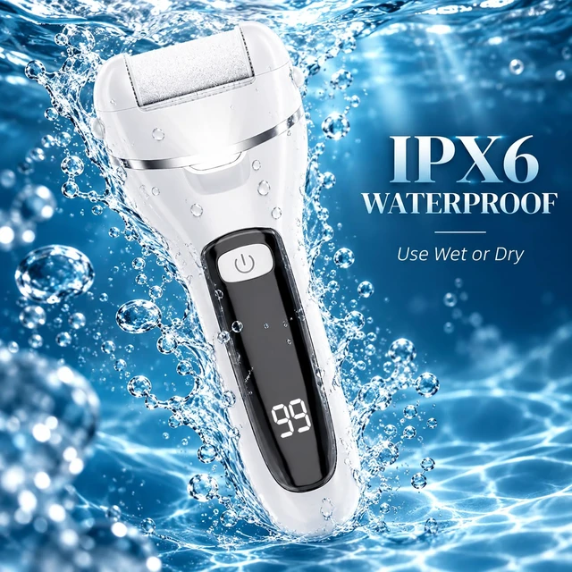 Alt view image 3 of 7 - White Electric Callus Remover, 17-in-1 At-Home Pedicure Kit | Rechargeable foot file with 3 roller heads and 2 speeds, a practical self-care gift for an at-home pedicure routine