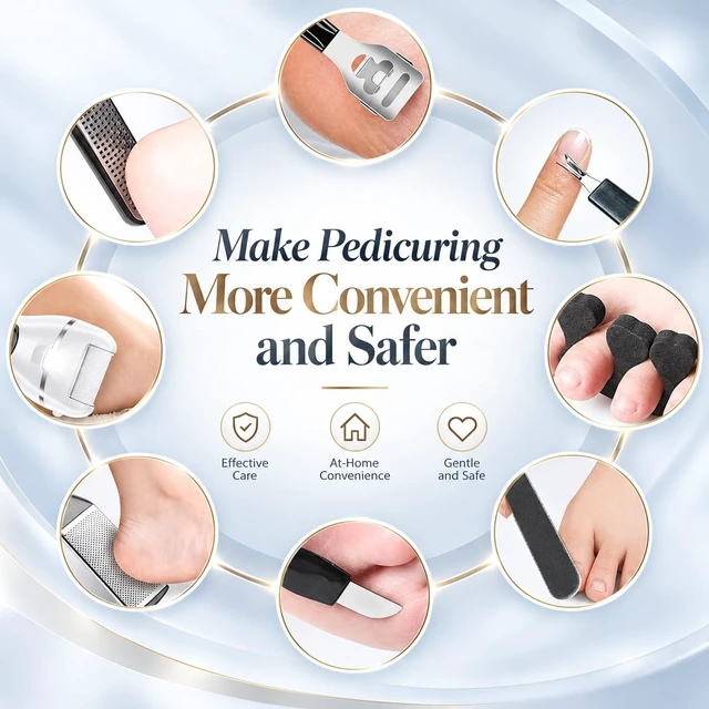 Alt view image 6 of 7 - White Electric Callus Remover, 17-in-1 At-Home Pedicure Kit | Rechargeable foot file with 3 roller heads and 2 speeds, a practical self-care gift for an at-home pedicure routine