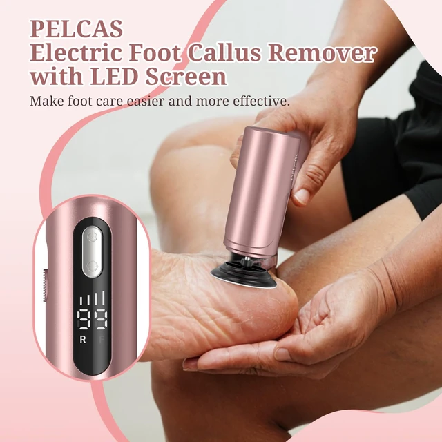 Alt view image 4 of 7 - Electric Foot Callus Remover, Pedicure Tool for Feet with LED Screen | 2 in 1 Manicure & Pedicure Kit for Foot Callus, Thick Nails, 100 PCS Sandpapers Electric Foot File for Women & Men, Pink