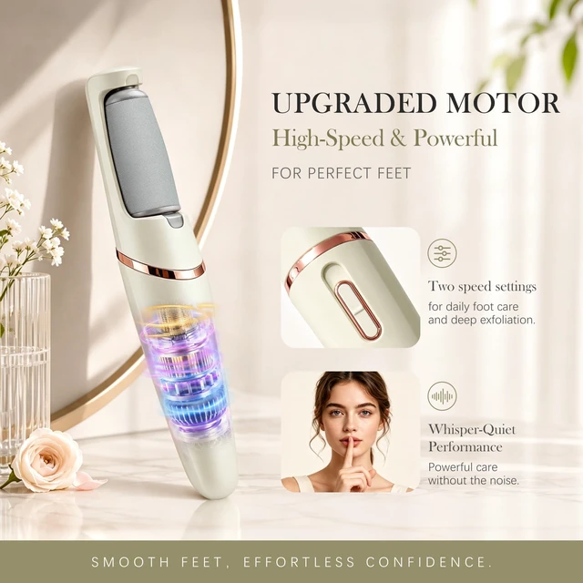 Alt view image 3 of 7 - Upgraded Electric Foot Callus Remover, Callus Removers for Feet, Pedicure Tools for Feet, Rechargeable Portable Foot File Pedicure Tools, Foot Care for Dead Skin, for Feet & Hands (Beige)