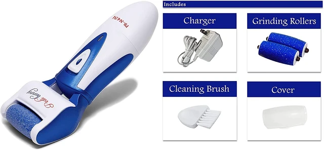 Alt view image 4 of 6 - Electric Foot Callus Remover - Rechargeable Electronic Foot File - Professional Pedicure Tools with 3 Rollers - Foot Scrubber for Dry Cracked Feet and Dead Skin - Foot Sander for Men and Women