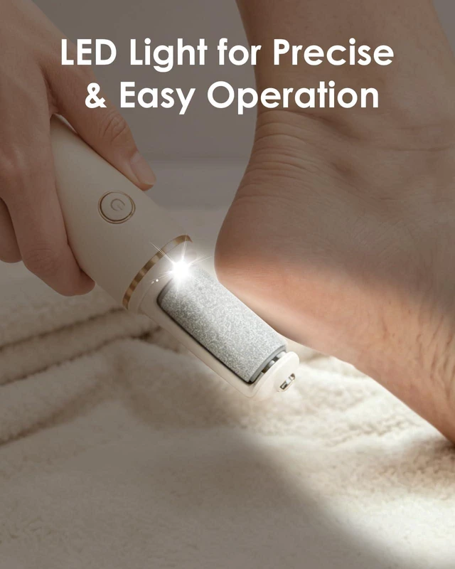 Alt view image 5 of 7 - Electric Foot File, Electric Foot File Callus Remover Rechargeable Pedicure Kit for Dry Hard Cracked Dead Skin (Includes Charger, Beige)