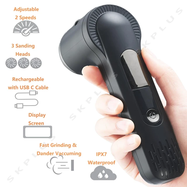 Alt view image 2 of 7 - Electric Callus Remover with Dander Vacuum for Feet, Portable 36 in 1 Pedicure Kit Foot File Callus Remover, Waterproof Rechargeable Scrubber Dead Skin Remover with 3 Heads&LCD Display