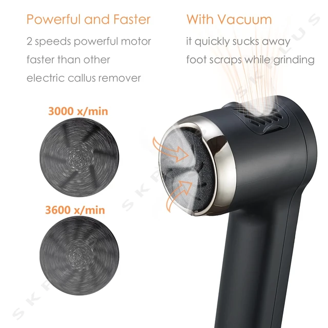 Alt view image 4 of 7 - Electric Callus Remover with Dander Vacuum for Feet, Portable 36 in 1 Pedicure Kit Foot File Callus Remover, Waterproof Rechargeable Scrubber Dead Skin Remover with 3 Heads&LCD Display