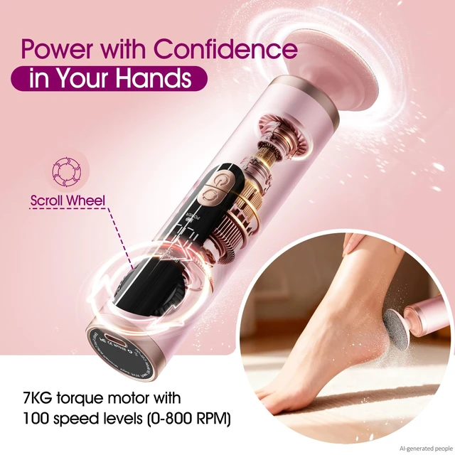 Alt view image 2 of 7 - Upgraded Electric Foot Callus Remover | Stepless Speed Adjustable, Professional Pedicure Tools, 40PCS Sandpaper Discs, Heel Scraper for Cracked Heels & Dry Dead Skin