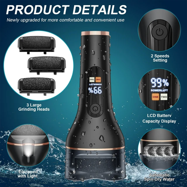 Alt view image 5 of 7 - Callus Remover for Feet Rechargeable Portable Electronic Foot File | Pedicure Tools 16 In 1 Foot Callus Remover Kit Foot Scrubber Professional Foot Care To Remove Dead Skin Hard Skin Dry Cracks