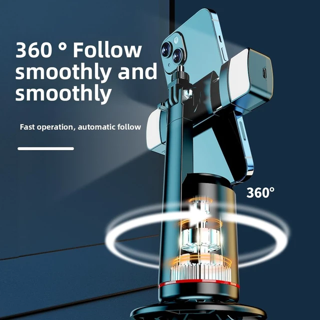 Alt view image 2 of 7 - AI Auto Face Tracking Tripod 360° Smart Phone Holder with Automatic Rotation, Rechargeable Selfie Stand for Live Streaming, TikTok, Video Recording and Video Calls