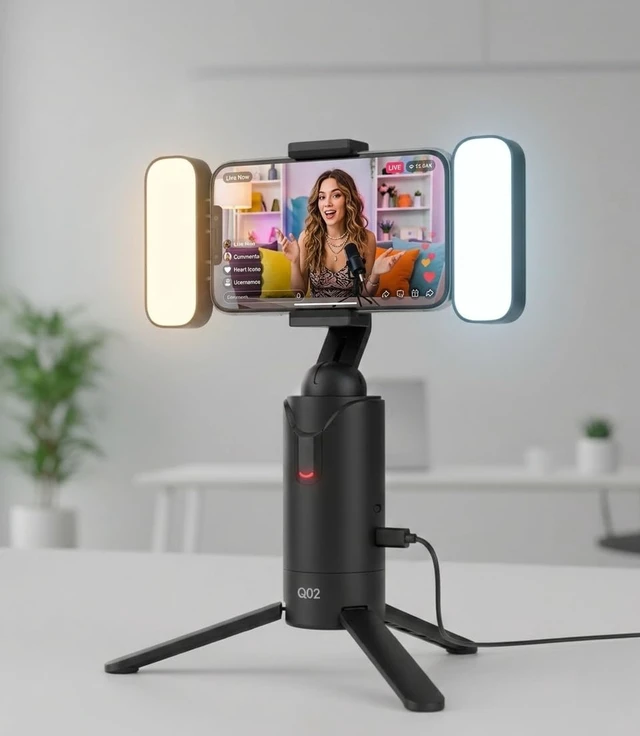 Alt view image 6 of 7 - AI Auto Face Tracking Tripod 360° Smart Phone Holder with Automatic Rotation, Rechargeable Selfie Stand for Live Streaming, TikTok, Video Recording and Video Calls