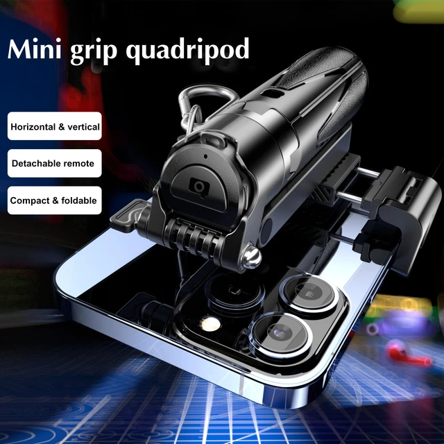 Alt view image 4 of 7 - Mini Selfie Stick Tripod, 3-in-1 Mini Extendable Grip Phone Tripod | with Detachable Remote Pocket Size, Phone Grip, 10m Wireless Shutter, Vlog Livestreaming Photography Black