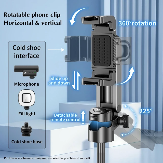 Alt view image 3 of 7 - Mini Selfie Stick Tripod, 3-in-1 Mini Extendable Grip Phone Tripod | with Detachable Remote Pocket Size, Phone Grip, 10m Wireless Shutter, Vlog Livestreaming Photography Black