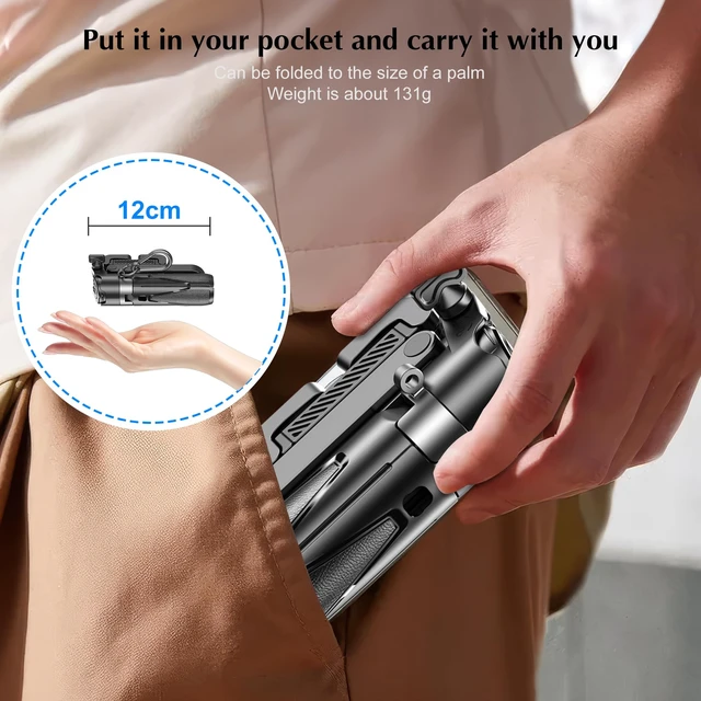Alt view image 6 of 7 - Mini Selfie Stick Tripod, 3-in-1 Mini Extendable Grip Phone Tripod | with Detachable Remote Pocket Size, Phone Grip, 10m Wireless Shutter, Vlog Livestreaming Photography Black
