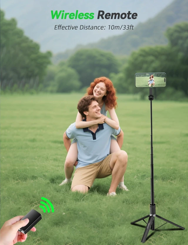 Alt view image 7 of 7 - 66" Magnetic Selfie Stick Tripod for iPhone Magsafe, 360° Rotatable Aluminum Strong Magnetic Cell Phone Tripod Stand for iPhone Android with Metal Ring & Wireless Remote, Travel Essentials