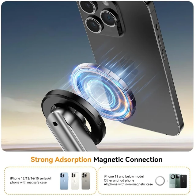 Alt view image 4 of 7 - Magnetic Small Selfie Stick for iPhone,4 in 1 Multifunctional Portable Selfie Sticks Retractable Cell Phone Travel Tripod with Remote Control, Mini Phone Tripod for iPhone 17/16/15/14/13/12 Series