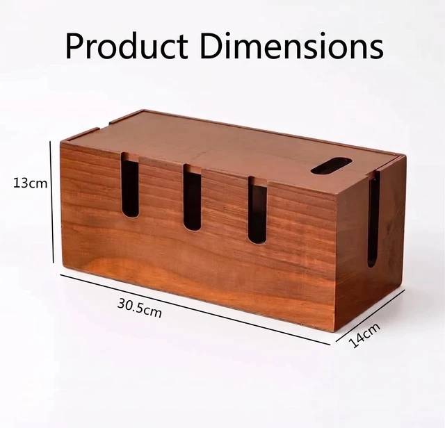 Alt view image 2 of 7 - Wood Cable Management Box, Power Strip Cord Organizer Box, for Electrical Hiding Cord Management, Desk Cable Storage Box for Home Office