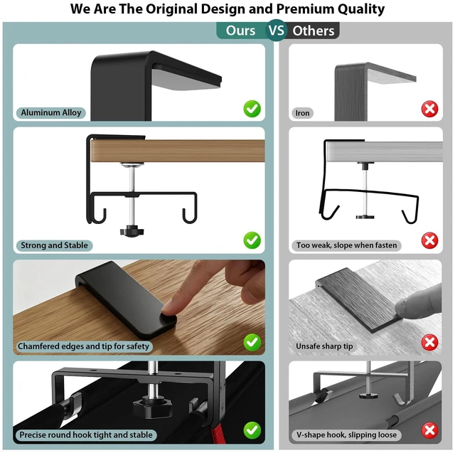 Alt view image 7 of 7 - No Drill Under Desk Cable Management Tray, 36 inch Cable Management | Clamp/Screw Mount Desk Cable Management, Premium Fabric Cable Management Tray, Large Capacity Cord Organizer for Office, Home