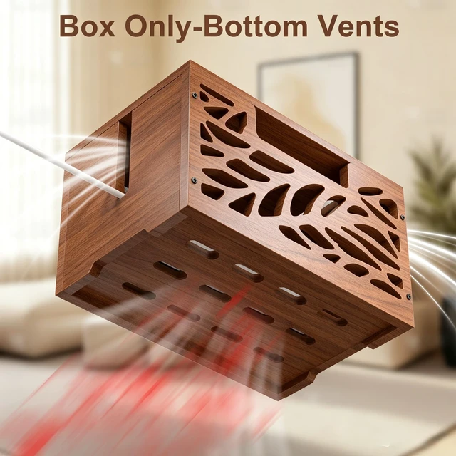 Alt view image 4 of 7 - Wooden Cable Management Box, Large Cord Hider Box, Cord Box | Cable Organizer Box for Power Strips, Electrical Cords, Desk & Floor Cables Suitable for Home & Office