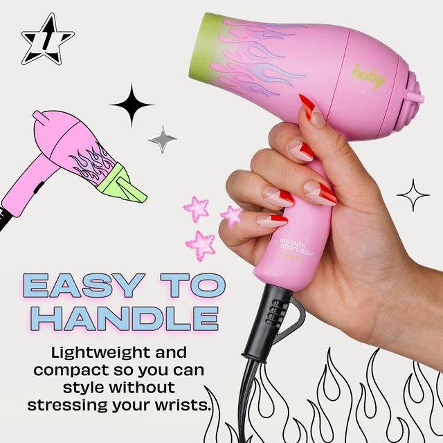 Alt view image 5 of 7 - Mini Travel Dryer with Diffuser, Portable Foldable Compact Lightweight | Dual Voltage, Foldable Handle, 1200W Fast-Drying, Includes Diffuser and Styling Nozzle, Lightweight Compact Portable Design