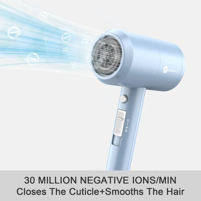 Alt view image 3 of 6 - Professional Ionic Hair Dryer, Powerful 1800W Fast Drying Low Noise Blow Dryer with 2 Concentrator Nozzle 1 Diffuser Attachments for Home Salon Travel (Matte Blue)