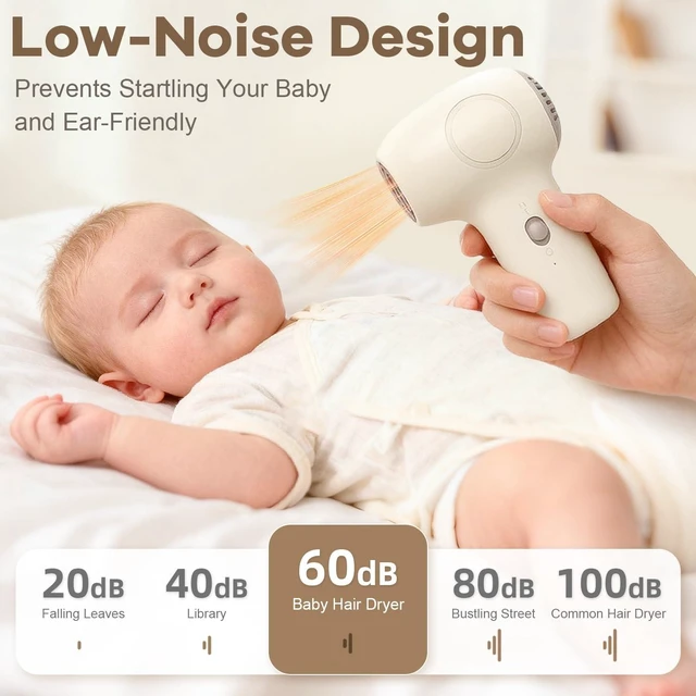 Alt view image 4 of 7 - Cordless Hair Dryer for Baby, Gentle Airflow Mini Hair Dryer Portable Baby Blow Dryer Rechargeable for Travel Camping, Low Heat Quiet Cordless Hairdryer Safe for Infant Hair Delicate Skin