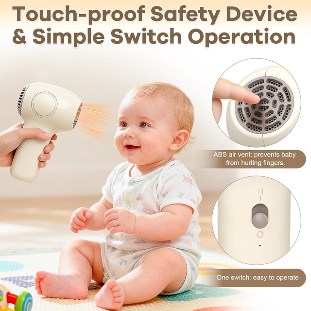 Alt view image 6 of 7 - Cordless Hair Dryer for Baby, Gentle Airflow Mini Hair Dryer Portable Baby Blow Dryer Rechargeable for Travel Camping, Low Heat Quiet Cordless Hairdryer Safe for Infant Hair Delicate Skin