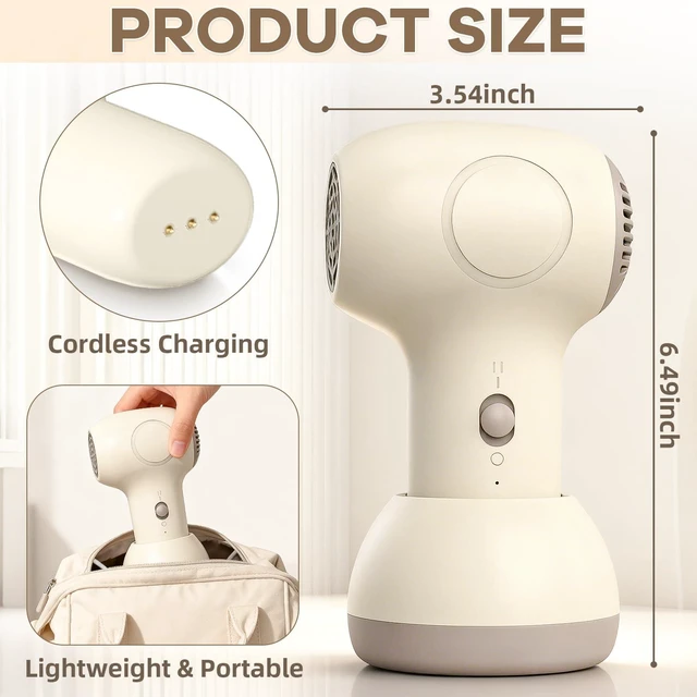 Alt view image 7 of 7 - Cordless Hair Dryer for Baby, Gentle Airflow Mini Hair Dryer Portable Baby Blow Dryer Rechargeable for Travel Camping, Low Heat Quiet Cordless Hairdryer Safe for Infant Hair Delicate Skin