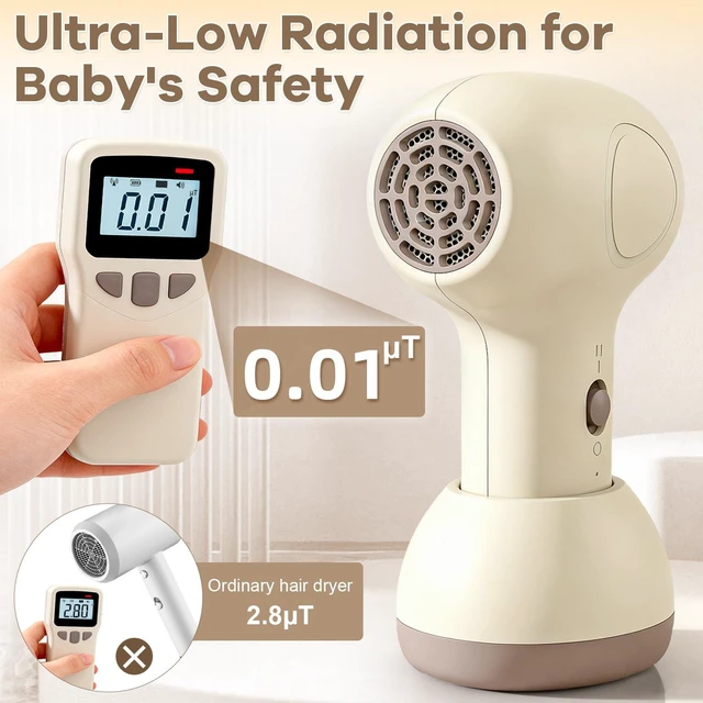 Alt view image 3 of 7 - Cordless Hair Dryer for Baby, Gentle Airflow Mini Hair Dryer Portable Baby Blow Dryer Rechargeable for Travel Camping, Low Heat Quiet Cordless Hairdryer Safe for Infant Hair Delicate Skin