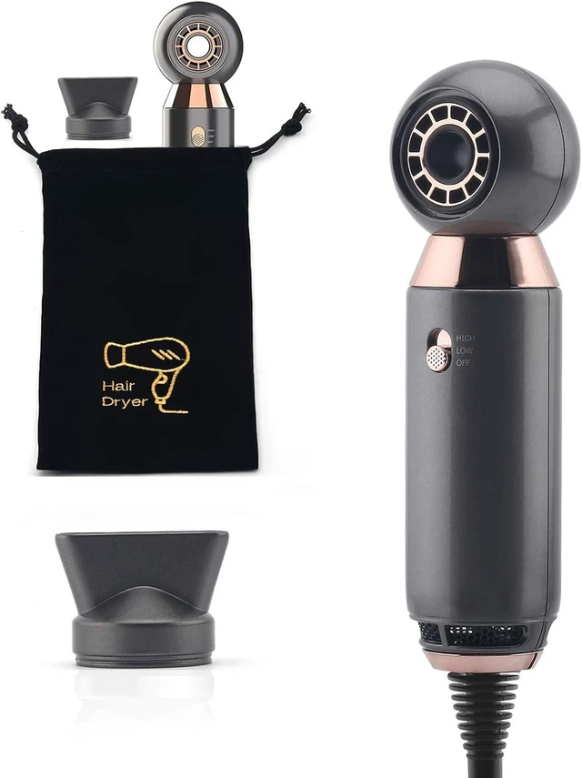 Main image of Professional Hair Dryer 800W Lightweight & Compact Blow Dryer Powerful Flow Hair Dryers for Travel and Home Concentrator Nozzle Gray